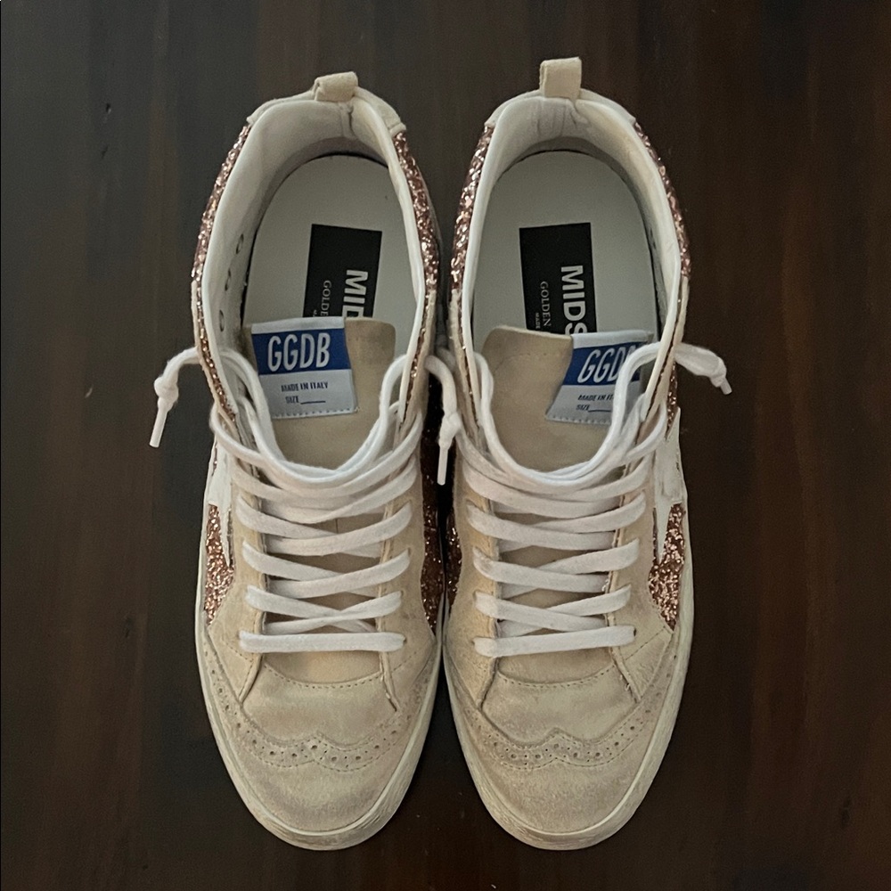 Golden Goose Midstar Women's Sneakers - Rose Gold Glitter and White - Picture 9 of 14